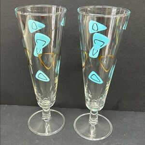 MCM Vintage  set of 2 atomic amoeba pilsner/ glasses by Federal Glass Co